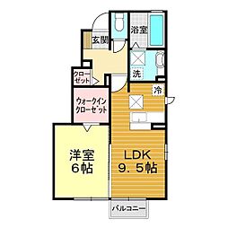ポンパドール 1LDKの間取図画像