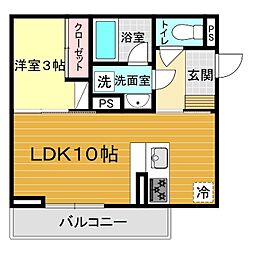 (仮称)ディアライズ旭通り B棟 1LDKの間取図画像