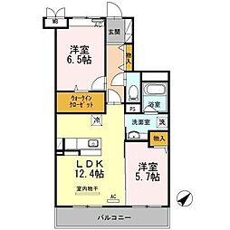 カーサフェリーチェ 2LDKの間取図画像
