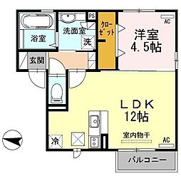 ビオトープ一の坂 1LDKの間取図画像