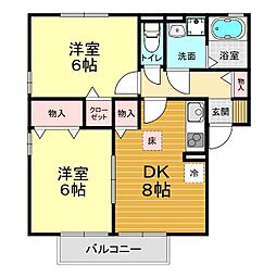 エトワールB 2DKの間取図画像