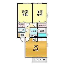 ベルゲホッホ 2DKの間取図画像