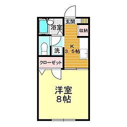 ディアス'K2 1Kの間取図画像