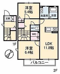 ビューレイス1 2LDKの間取図画像