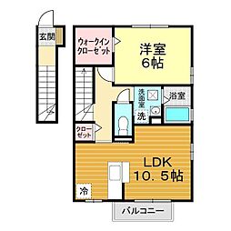 セジュールヒットワンB 1LDKの間取図画像