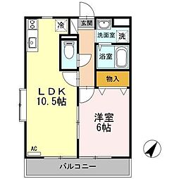 アバンウェル今井町壱番館 1LDKの間取図画像