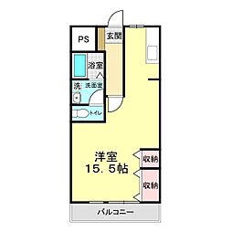 ラルシュドゥノワ ワンルームの間取図画像
