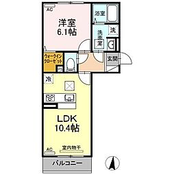 クローリスA 1LDKの間取図画像
