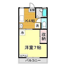 ノースヒル 1Kの間取図画像