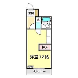 山口第一ハイツ ワンルームの間取図画像