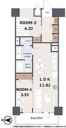 クレベール西新宿 2LDKの間取図画像