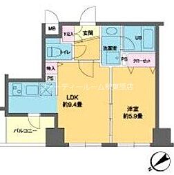 カスタリア北上野 1LDKの間取図画像