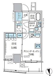 パークアクシス上野松が谷 1DKの間取図画像