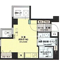 グランシャス浅草橋ル・リオン ワンルームの間取図画像