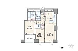 シティタワー上野池之端 2LDKの間取図画像