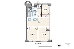 シャルム綾瀬 3DKの間取図画像