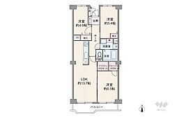 ボナハイツ中川3号棟 3LDKの間取図画像