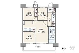 レックス北千住 3LDKの間取図画像