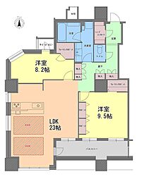 クレヴィアタワー大阪本町 2LDKの間取図画像