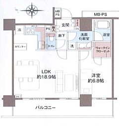 パークハウスワンズタワー 1LDKの間取図画像