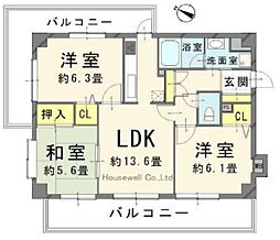 クレアメゾン新狭山 3LDKの間取図画像