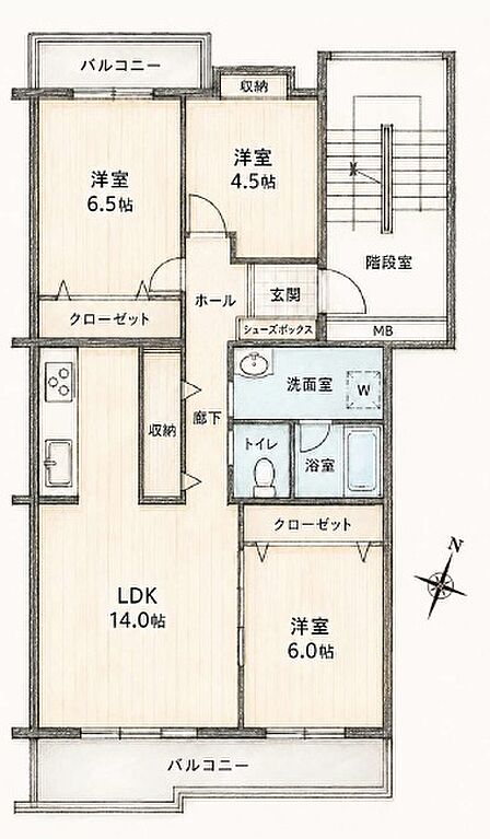 3LDK 間取り