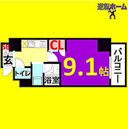 大須レジデンス 12階1Kの間取り