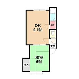 ファミネス北郷 1DKの間取図画像