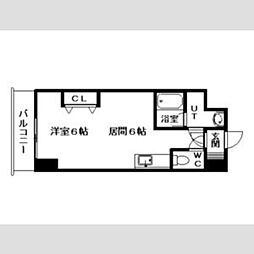 アーバン菊水 1DKの間取図画像