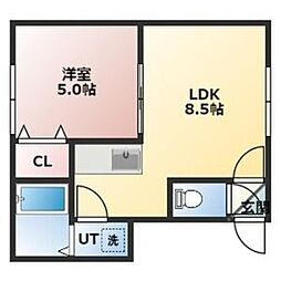 カシーナ平岸高台壱番館 1LDKの間取図画像