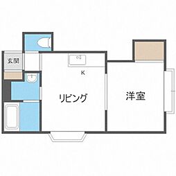 ミレニアム学園前 1DKの間取図画像