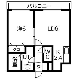 リバーフォレスト豊平 1LDKの間取図画像