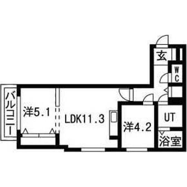 北海道札幌市豊平区平岸二条10丁目(賃貸マンション2LDK・3階・48.43㎡)の写真 その2
