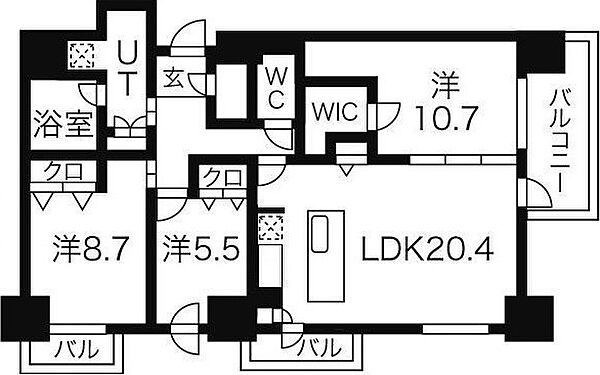 北海道札幌市中央区南四条東4丁目(賃貸マンション3LDK・13階・105.19㎡)の写真 その2