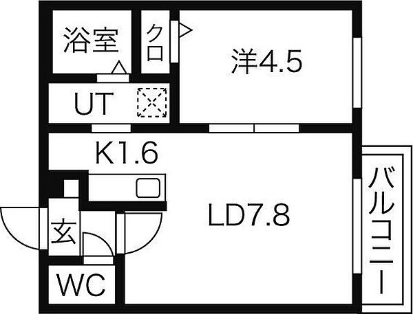 北海道札幌市豊平区平岸二条8丁目(賃貸マンション1LDK・4階・30.78㎡)の写真 その2