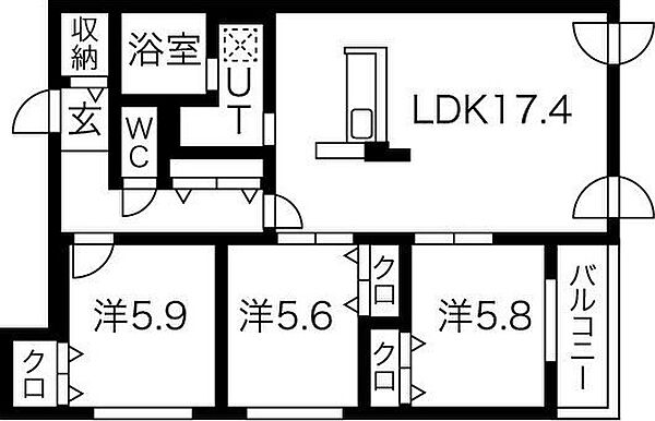 北海道札幌市中央区南六条東2丁目(賃貸マンション3LDK・2階・78.94㎡)の写真 その2