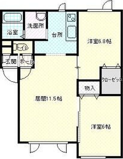 北海道札幌市豊平区福住一条2丁目(賃貸アパート2LDK・1階・57.09㎡)の写真 その2