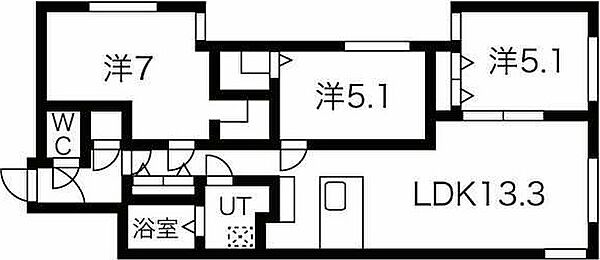 北海道札幌市中央区南十七条西11丁目(賃貸マンション3LDK・2階・70.07㎡)の写真 その1