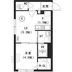 A2 南平岸 1階1LDKの間取り