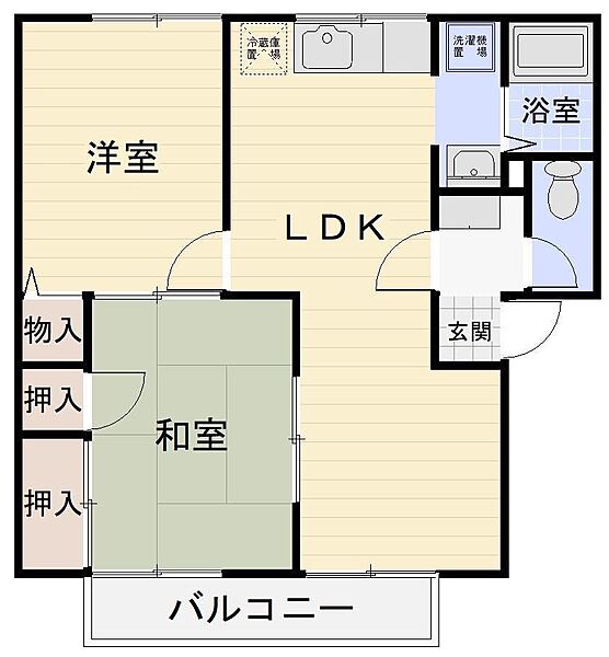 グランシャリオ　Ａ 101｜鳥取県米子市東福原6丁目(賃貸アパート2LDK・1階・51.00㎡)の写真 その2