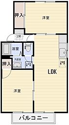 パインヒルC 2LDKの間取図画像