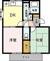 クレセント新開E 2DKの間取図画像