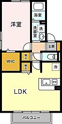クレセント新開D 1LDKの間取図画像