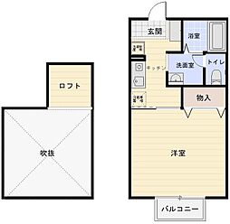 サニーサイド長砂 1Kの間取図画像