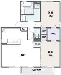 アネックス福原B 2LDKの間取図画像