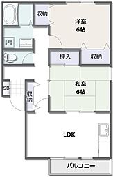 ハイカムールS 2LDKの間取図画像