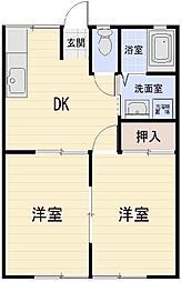 コーポラ・ネージュ1 2DKの間取図画像