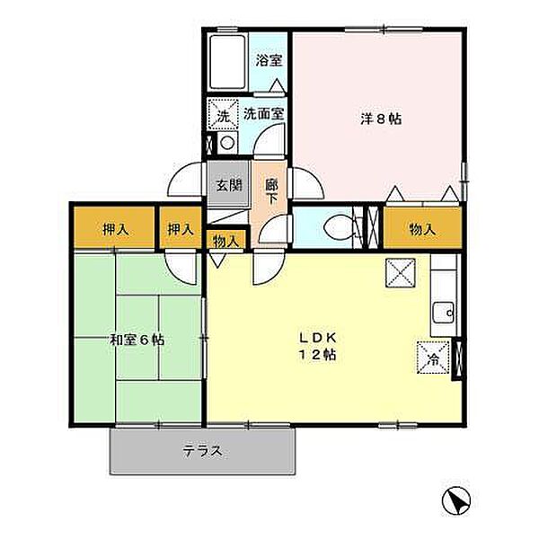 サンフローラ一ツ葉Ａ棟 101｜宮崎県宮崎市新別府町(賃貸アパート2LDK・1階・57.98㎡)の写真 その2