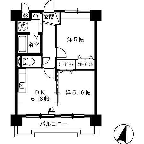 オーツマンション 402｜宮崎県宮崎市大工2丁目(賃貸マンション2DK・4階・41.06㎡)の写真 その2