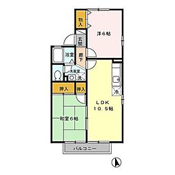 セジュールみなみB 2LDKの間取図画像